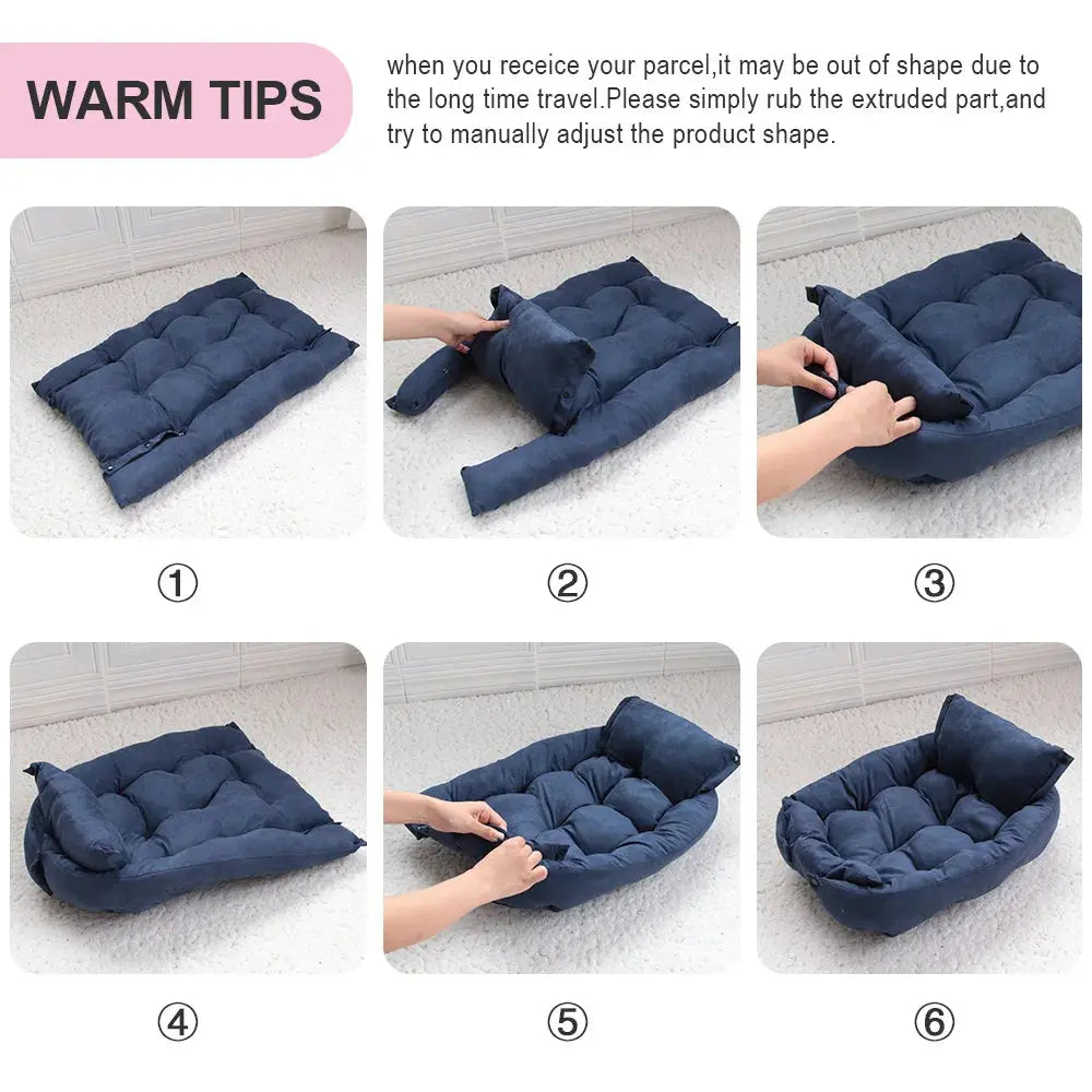 Tapis de lit multifonction 3 en 1 pour chiens et chats, canapé chaud d'hiver pour chiots et chatons, niche, coussin doux pour animaux de compagnie, pour chiens et chats Joie de chien