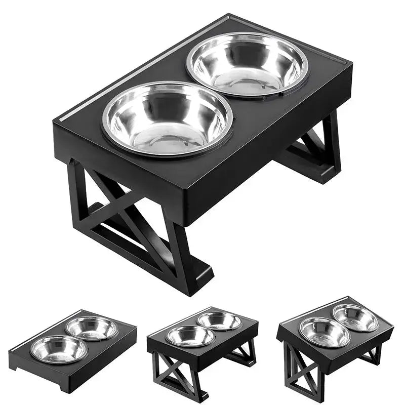 Support de bols doubles surélevés pour chien, 3 hauteurs réglables, plat d'alimentation lente pour animaux de compagnie, bol moyen et grand chien, mangeoires d'eau surélevées, Table Joie de chien