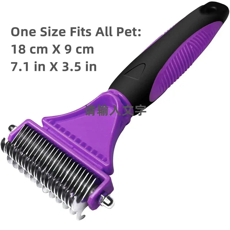 Brosse de toilettage pour animaux de compagnie, en acier inoxydable, double face, perte et démêlage, sous-manteau, râteau, peigne pour chien et chat, élimine les nœuds emmêles facilement Joie de chien