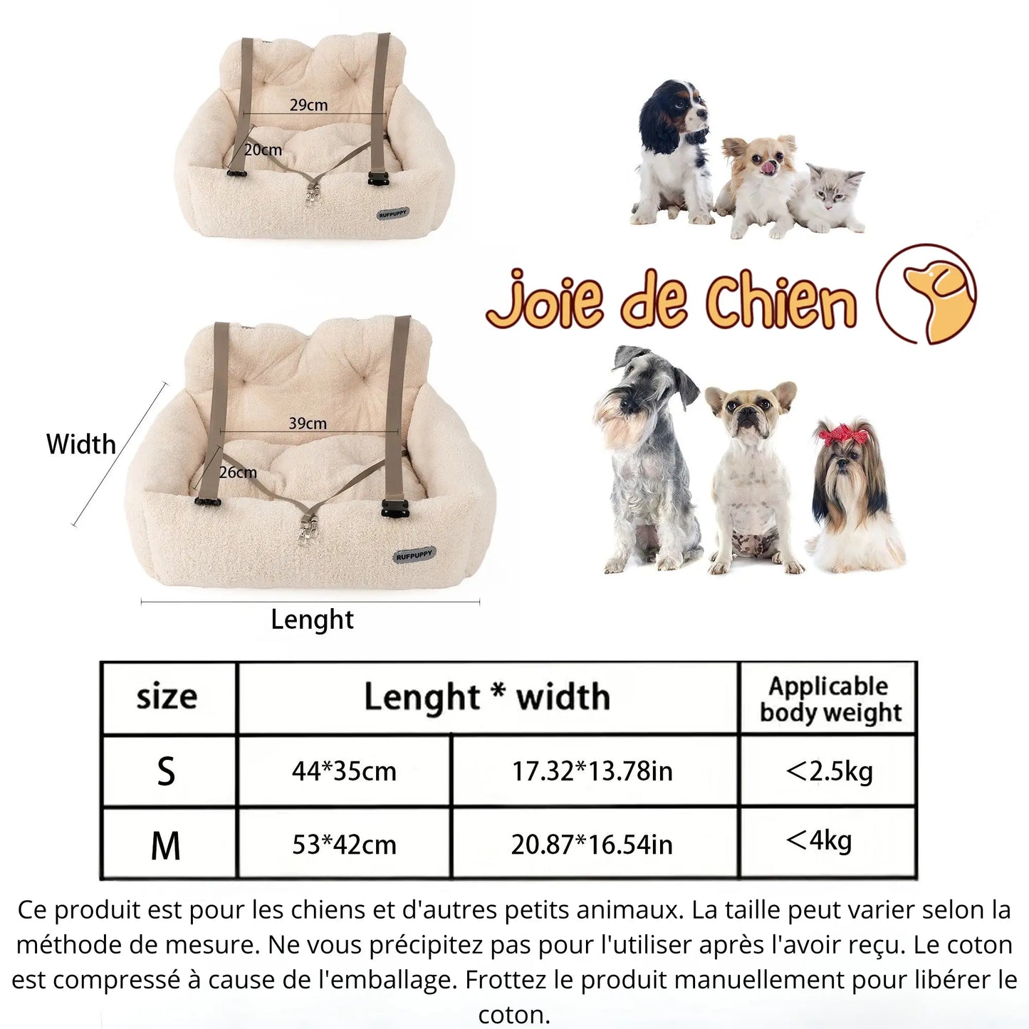 siege auto pour chien Joie de chien