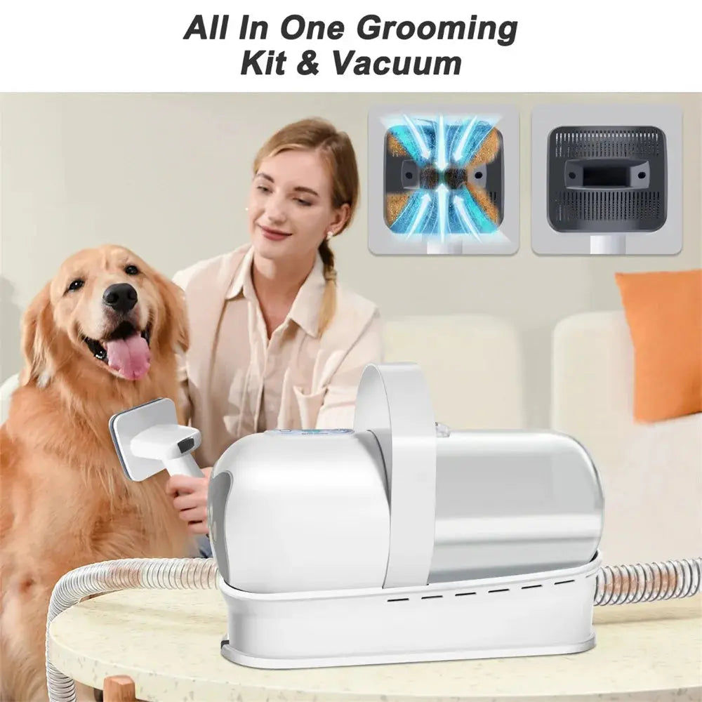 7in1 Pet Grooming Vacuum Dog Grooming Kit with 2.3L Capacity,3 Speeds Adjustable , 13000PA Suction Pet Hair Dust Cup Dog Brush Joie de chien