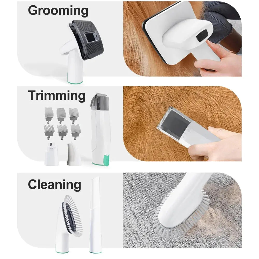 7in1 Pet Grooming Vacuum Dog Grooming Kit with 2.3L Capacity,3 Speeds Adjustable , 13000PA Suction Pet Hair Dust Cup Dog Brush Joie de chien