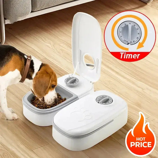 Mangeoire à synchronisation automatique pour animaux de compagnie, grande capacité de 700ML, récipient pour aliments secs et humides, bol électrique à Double plat pour chiens et chats Joie de chien