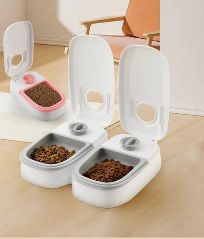 Mangeoire à synchronisation automatique pour animaux de compagnie, grande capacité de 700ML, récipient pour aliments secs et humides, bol électrique à Double plat pour chiens et chats Joie de chien