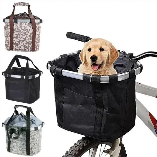 Panier avant de vélo 2 en 1, petit chien de compagnie, pochette de transport détachable pour vtt, Tube de guidon de cyclisme, sac à bagages pliable suspendu, charge de 5KG Joie de chien