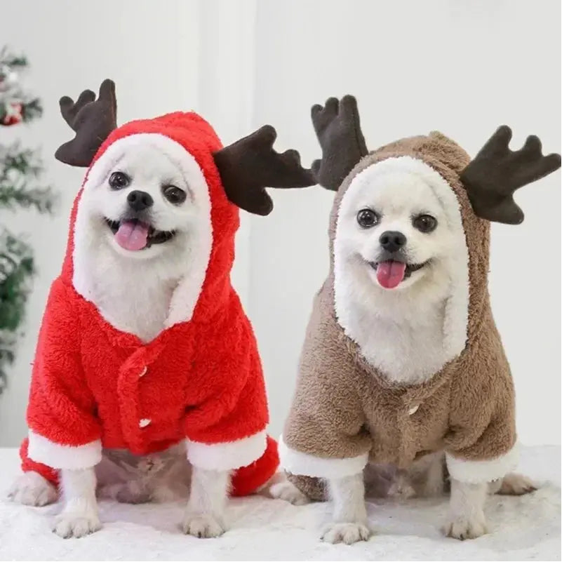 Vêtements de noël pour chiens, vêtements chauds d'hiver pour animaux de compagnie, pour petits et moyens chiens, élan, père noël, manteau pour chats, sweat à capuche, Costume de noël pour chiens Joie de chien