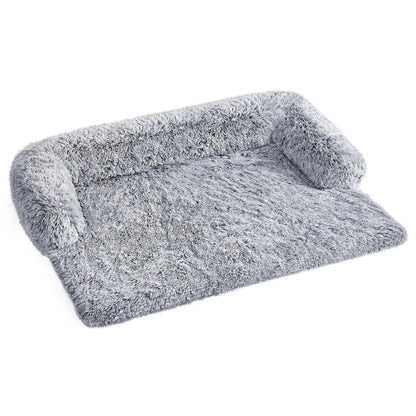 FluffyHug Panier pour Chien, Tissu Peluche, Tapis, Couverture de Protection pour Canapé, 122 x 95 x 18 cm, Gris Joie de chien