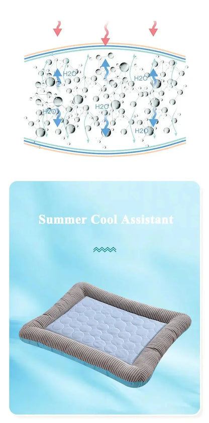 Coussin de refroidissement respirant pour animaux de compagnie, lit pour chiens, chats, chiot, chaton, couverture pour animaux de compagnie, matériau doux pour dormir en été, rose, bleu Joie de chien