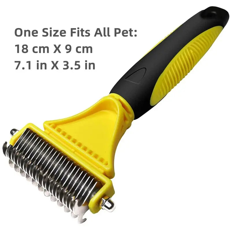 Brosse de toilettage pour animaux de compagnie, en acier inoxydable, double face, perte et démêlage, sous-manteau, râteau, peigne pour chien et chat, élimine les nœuds emmêles facilement Joie de chien