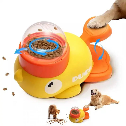 Jouet interactif 2 en 1 pour chien, distributeur automatique de friandises pour animaux de compagnie, conception de canard de dessin animé, nourriture lente, mangeoire de collation pour animaux de compagnie, pour l'entraîne Joie de chien