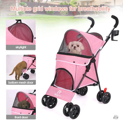 Poussette pour animaux de compagnie légère pliante petite et moyenne taille en plein air chiot poussette chat chien voyage respirant chiens accessoires Joie de chien