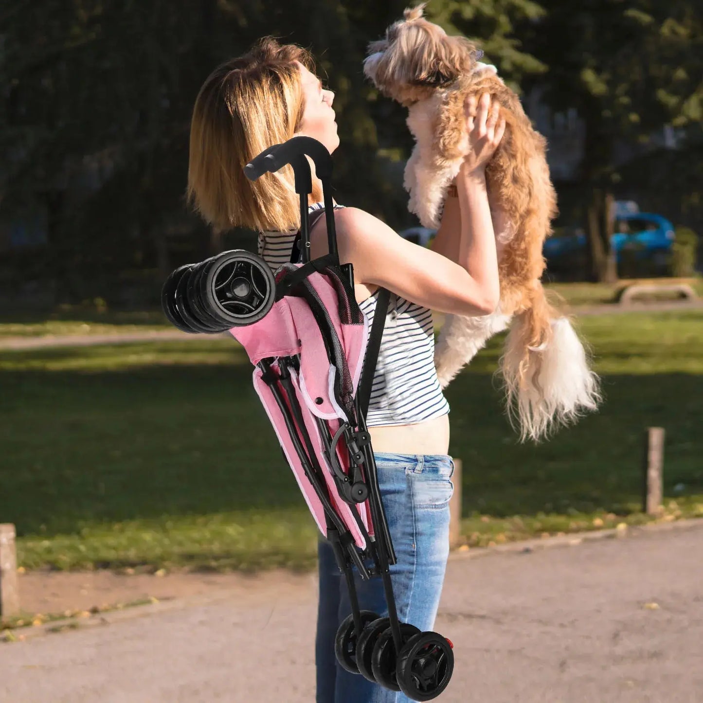 Poussette pour animaux de compagnie légère pliante petite et moyenne taille en plein air chiot poussette chat chien voyage respirant chiens accessoires Joie de chien