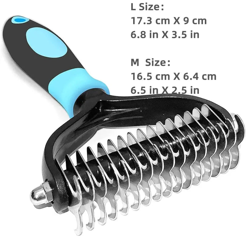 Brosse de toilettage pour animaux de compagnie, en acier inoxydable, double face, perte et démêlage, sous-manteau, râteau, peigne pour chien et chat, élimine les nœuds emmêles facilement Joie de chien