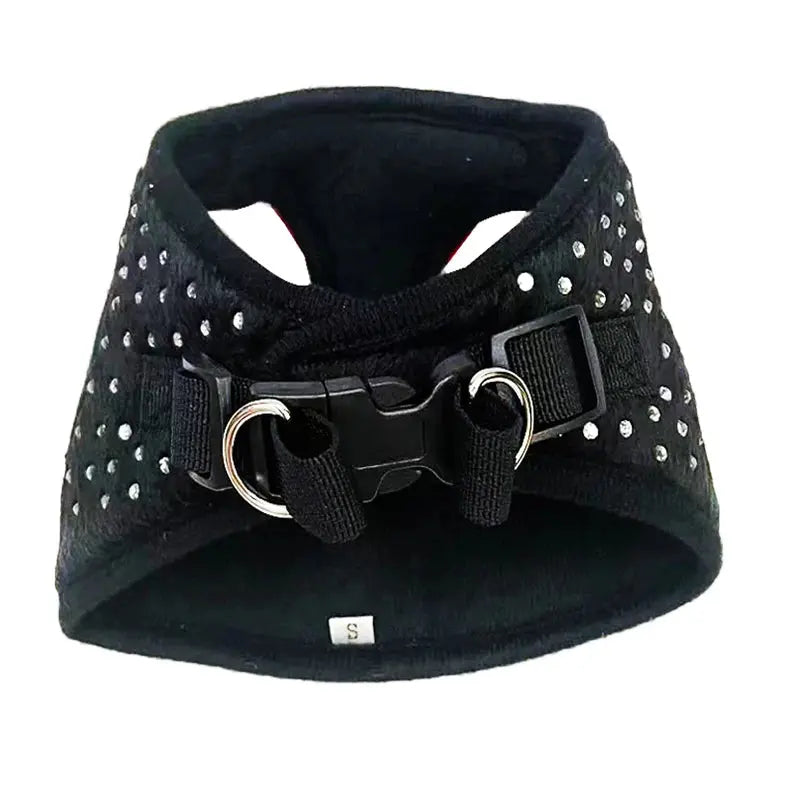 Petit diamant décoration doux respirant chien poitrine harnais gilet harnais pour chiens animaux collier animaux poitrine sangle laisse trois tailles Joie de chien