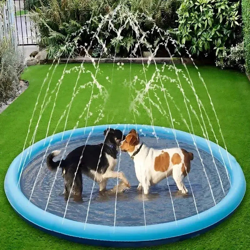 100/150/200cm Summer Happy Pet Inflatable Swimming Pool Foldable Spray Mat Dogs Kids Outdoor Interactive Fountain Toys Joie de chien