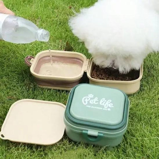 Gamelle pliable pour chien en silicone verte